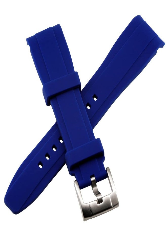 YISIWERA Silicone Rubber Curved Ends Watch Band (22mm, Blue) - Image 4