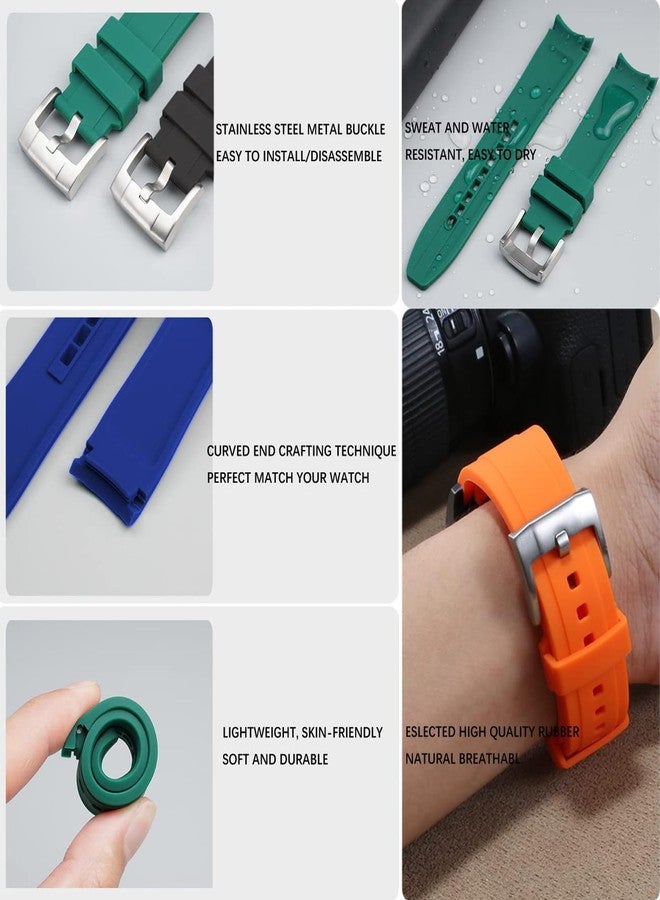 YISIWERA Silicone Rubber Curved Ends Watch Band (22mm, Blue) - Image 5