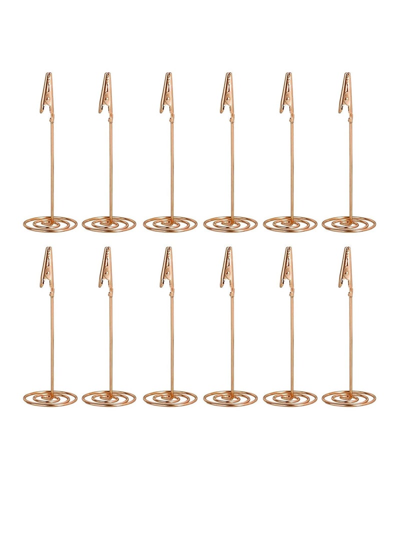 Excefore Place Card Holder Place Card Holder Memo Holder Clip Photo Holder Table Number Holder, Note Clip Photo Clip Holder Stand, Table Number Holder Place Card Paper Menu Stand 12pcs (Rose Gold) - Image 1