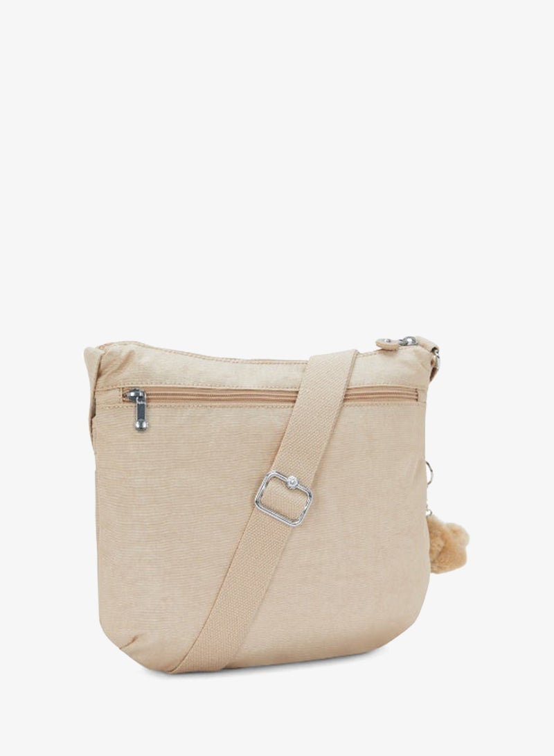 kipling Arto Medium Shoulder Bag Across Body Sparkled Beige - Image 3