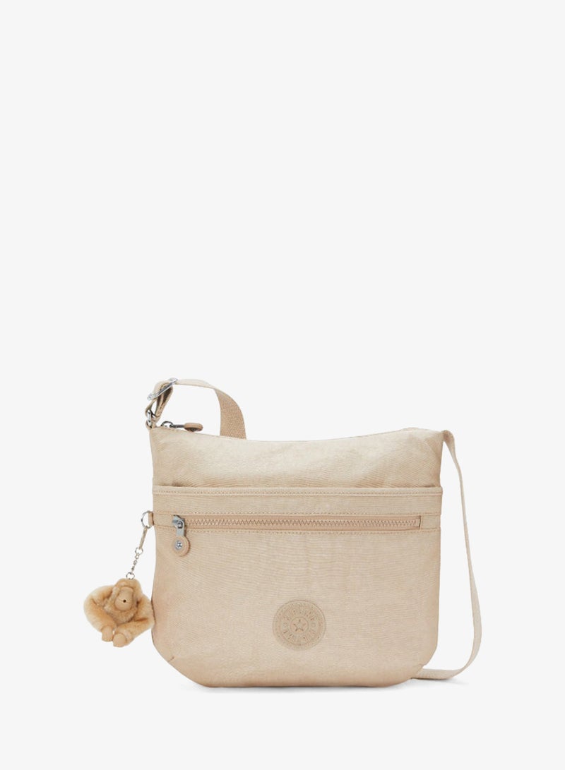 kipling Arto Medium Shoulder Bag Across Body Sparkled Beige - Image 1