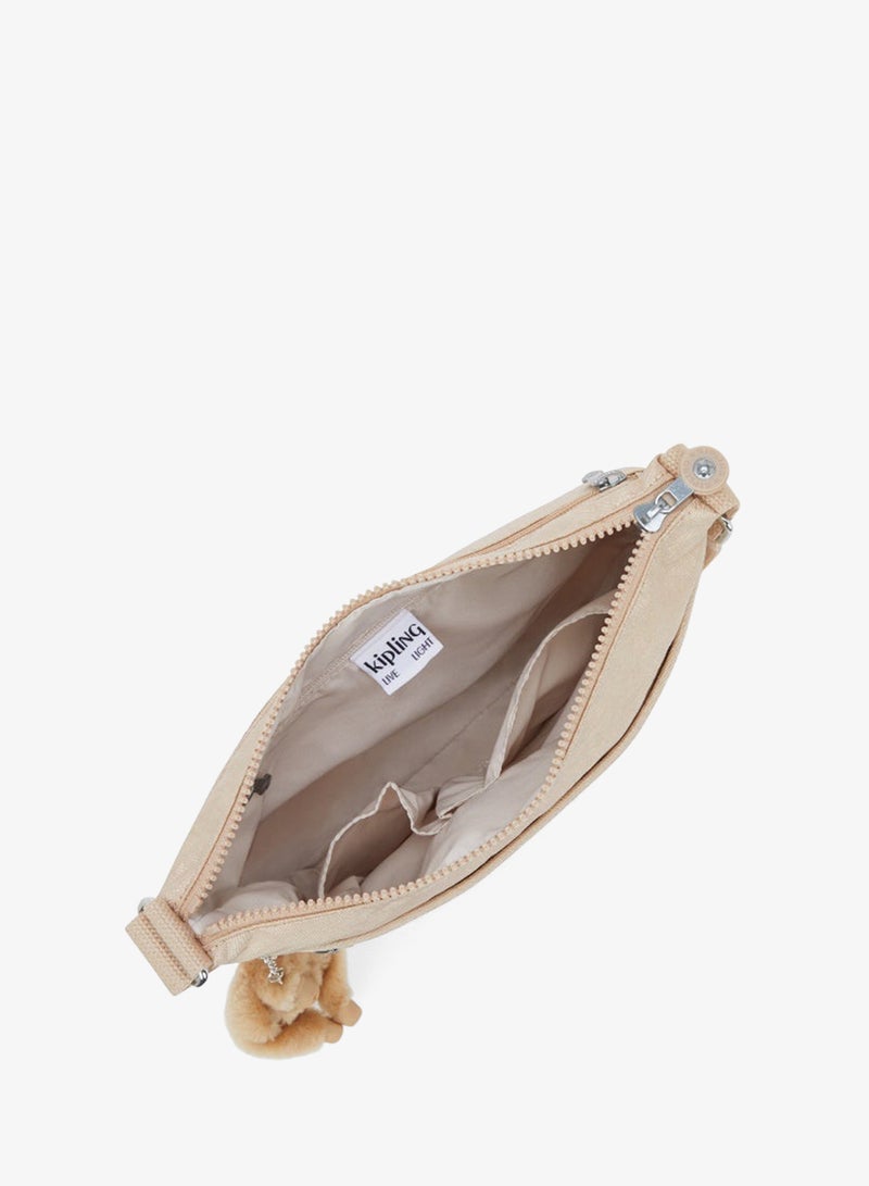 kipling Arto Medium Shoulder Bag Across Body Sparkled Beige - Image 2