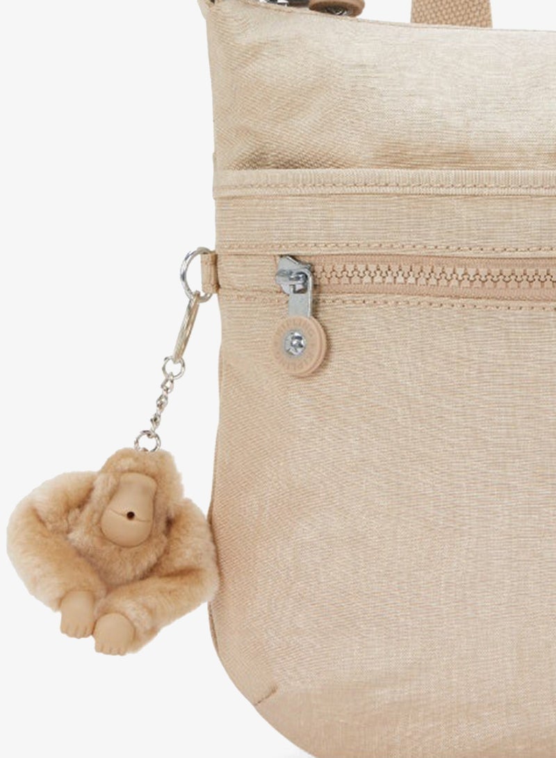 kipling Arto Medium Shoulder Bag Across Body Sparkled Beige - Image 5