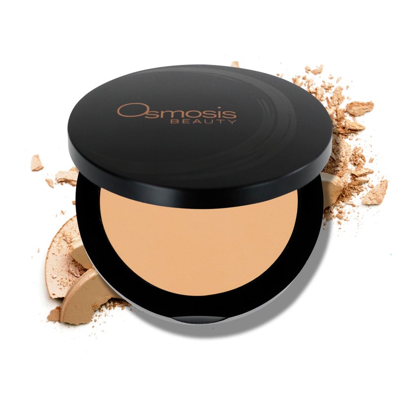 Osmosis Mineral Pressed Base Foundation, Lightweight Powder Makeup, Medium To Full Coverage, Matte Finish, 8 Shades, Golden Medium, 0.34 Oz