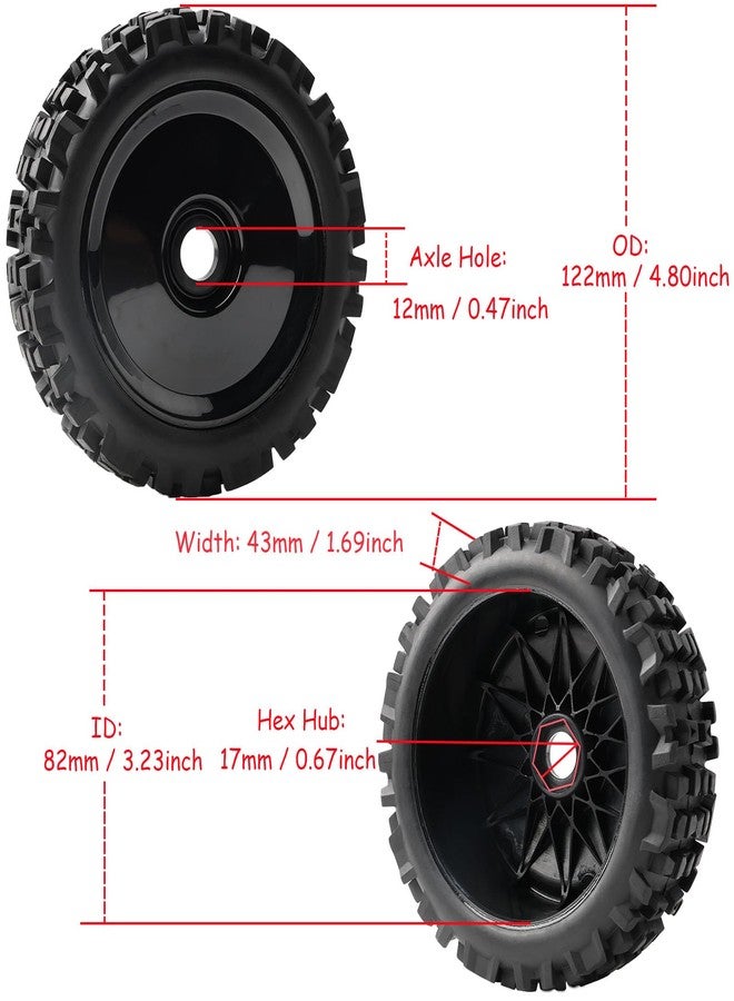 ZRRC Preglued 1/8 Scale RC Buggy Truggy Tires & Wheels Set 17mm Hex Wheels Tyres- All-Terrain Deep Tread, Compatible with 1/8 Arrma Typhon, Losi, Team Associated, HPI (black rims) - Image 2