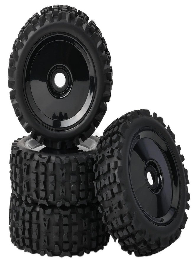 ZRRC Preglued 1/8 Scale RC Buggy Truggy Tires & Wheels Set 17mm Hex Wheels Tyres- All-Terrain Deep Tread, Compatible with 1/8 Arrma Typhon, Losi, Team Associated, HPI (black rims) - Image 1