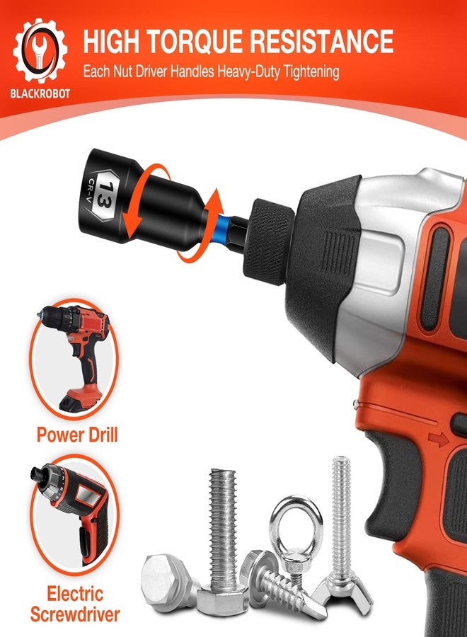 BLACKROBOT Impact Magnetic Nut Driver Set, 34-Piece Metric & SAE Driver Bit Set, Deep Nut Driver Set, 1/4'' Quick Change Cr-V Steel Hex Nut Drivers with Sturdy Tool Box - Image 5
