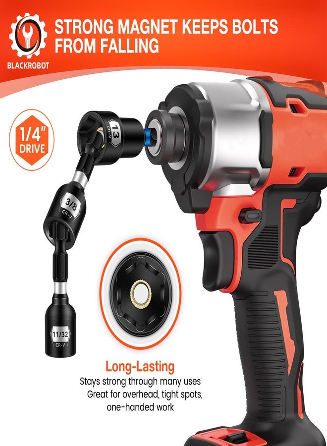 BLACKROBOT Impact Magnetic Nut Driver Set, 34-Piece Metric & SAE Driver Bit Set, Deep Nut Driver Set, 1/4'' Quick Change Cr-V Steel Hex Nut Drivers with Sturdy Tool Box - Image 4