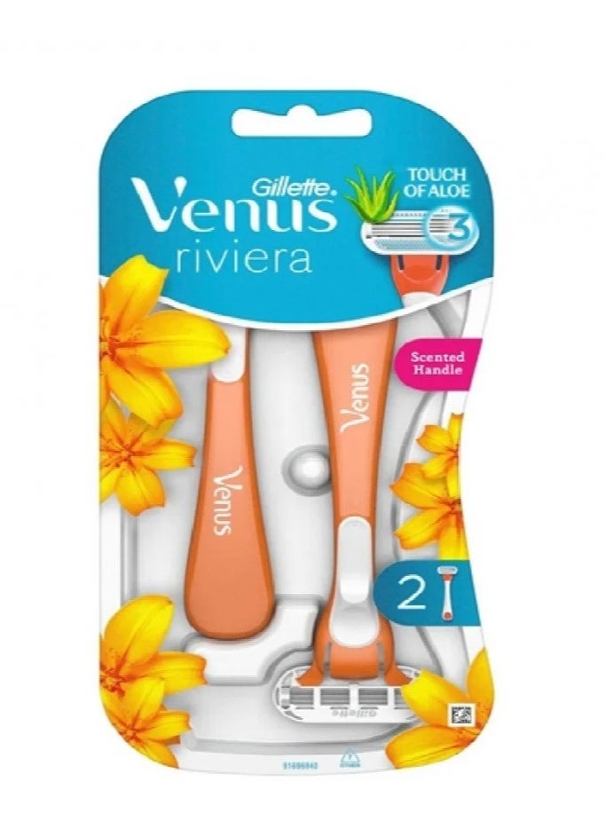 Venus Venus Riviera Women's Dispozable Razor, 2 Count 