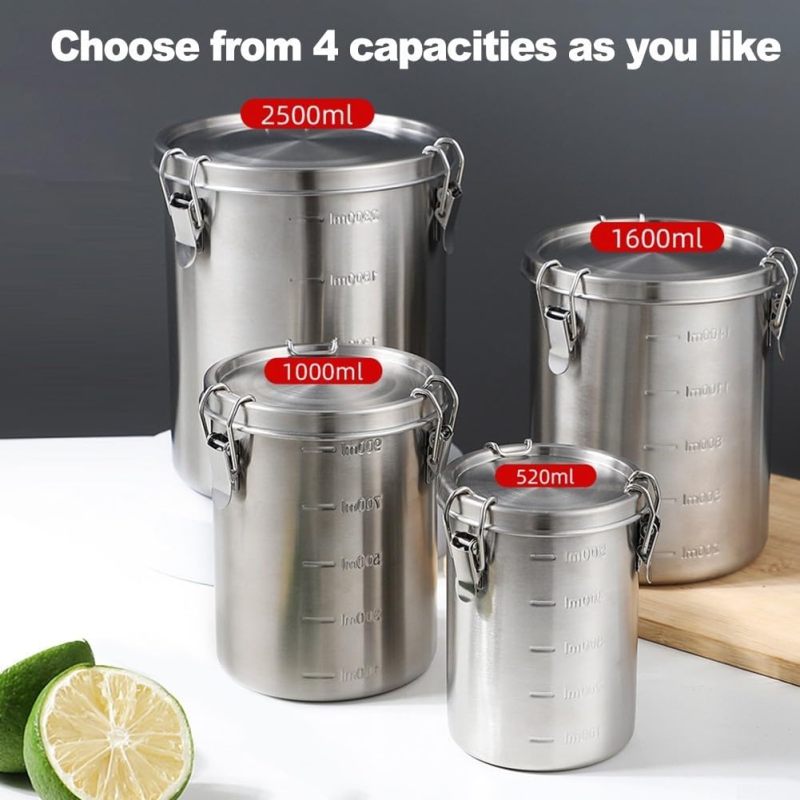 Stainless Steel Storage Container 2500ml Airtight Food Canister - Sealed Kitchen Storage Canister for Home Kitchen Coffee Bean Flour Pet Grain Tea Cereal Storage - Image 4