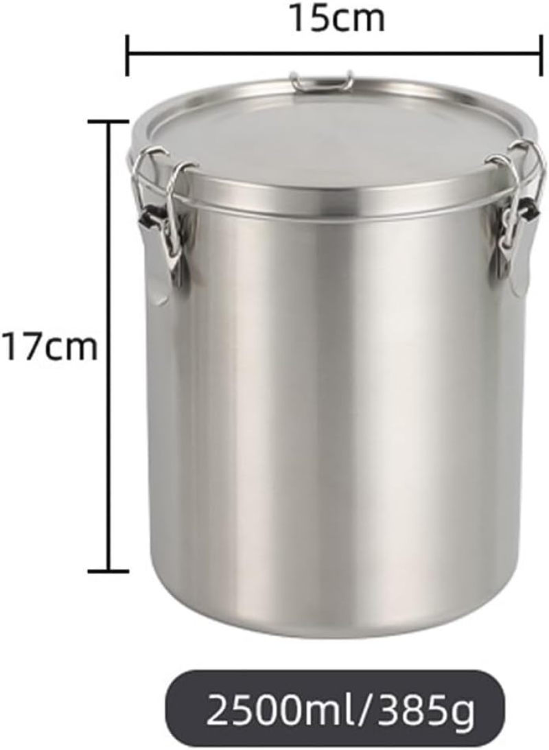 Stainless Steel Storage Container 2500ml Airtight Food Canister - Sealed Kitchen Storage Canister for Home Kitchen Coffee Bean Flour Pet Grain Tea Cereal Storage - Image 5