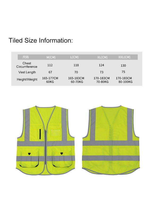 NIBEMINENT High Visibility Reflective Safety Work Vest With Multiple Pocket Green/Black XL - Image 2