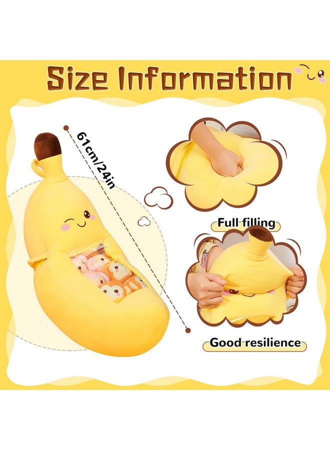 Lewtemi Cute Throw Pillow Stuffed Banana Toys Kawaii Banana Plush Avocado Stuffed Animal Carrot Removable Fluffy Creative Gifts Cat Paw Dinosaur For Teens Adults Birthday Wedding Party Supplies (Banana) - Image 2