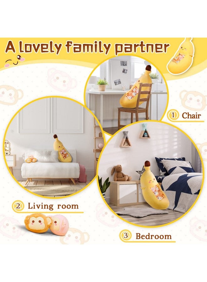 Lewtemi Cute Throw Pillow Stuffed Banana Toys Kawaii Banana Plush Avocado Stuffed Animal Carrot Removable Fluffy Creative Gifts Cat Paw Dinosaur For Teens Adults Birthday Wedding Party Supplies (Banana) - Image 4