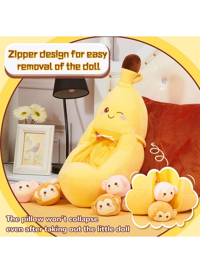 Lewtemi Cute Throw Pillow Stuffed Banana Toys Kawaii Banana Plush Avocado Stuffed Animal Carrot Removable Fluffy Creative Gifts Cat Paw Dinosaur For Teens Adults Birthday Wedding Party Supplies (Banana) - Image 3