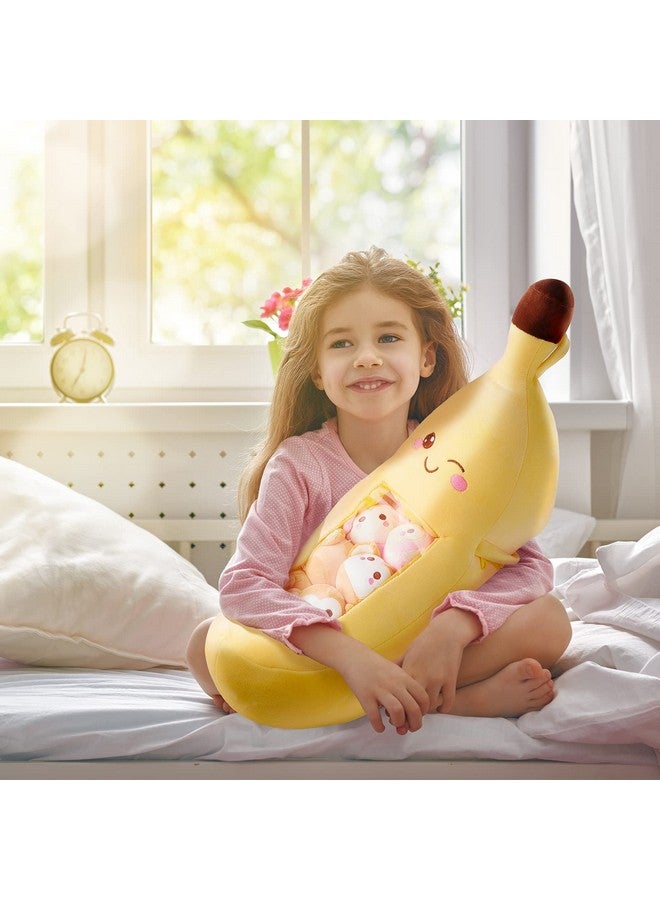 Lewtemi Cute Throw Pillow Stuffed Banana Toys Kawaii Banana Plush Avocado Stuffed Animal Carrot Removable Fluffy Creative Gifts Cat Paw Dinosaur For Teens Adults Birthday Wedding Party Supplies (Banana) - Image 5