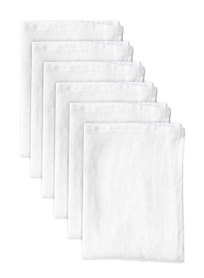Linendo 100% Pure Linen Dinner Cloth Napkins 15 x 15 Inch White - Set of 6 Pack European Flax Natural Fabric Washable for Home and Kitchen - Image 1