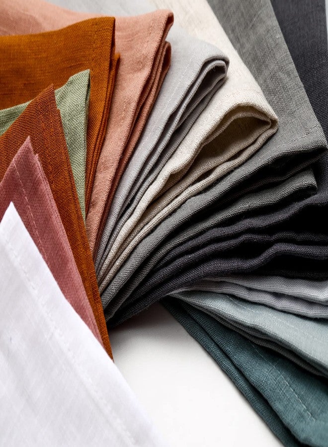 Linendo 100% Pure Linen Dinner Cloth Napkins 15 x 15 Inch White - Set of 6 Pack European Flax Natural Fabric Washable for Home and Kitchen - Image 2