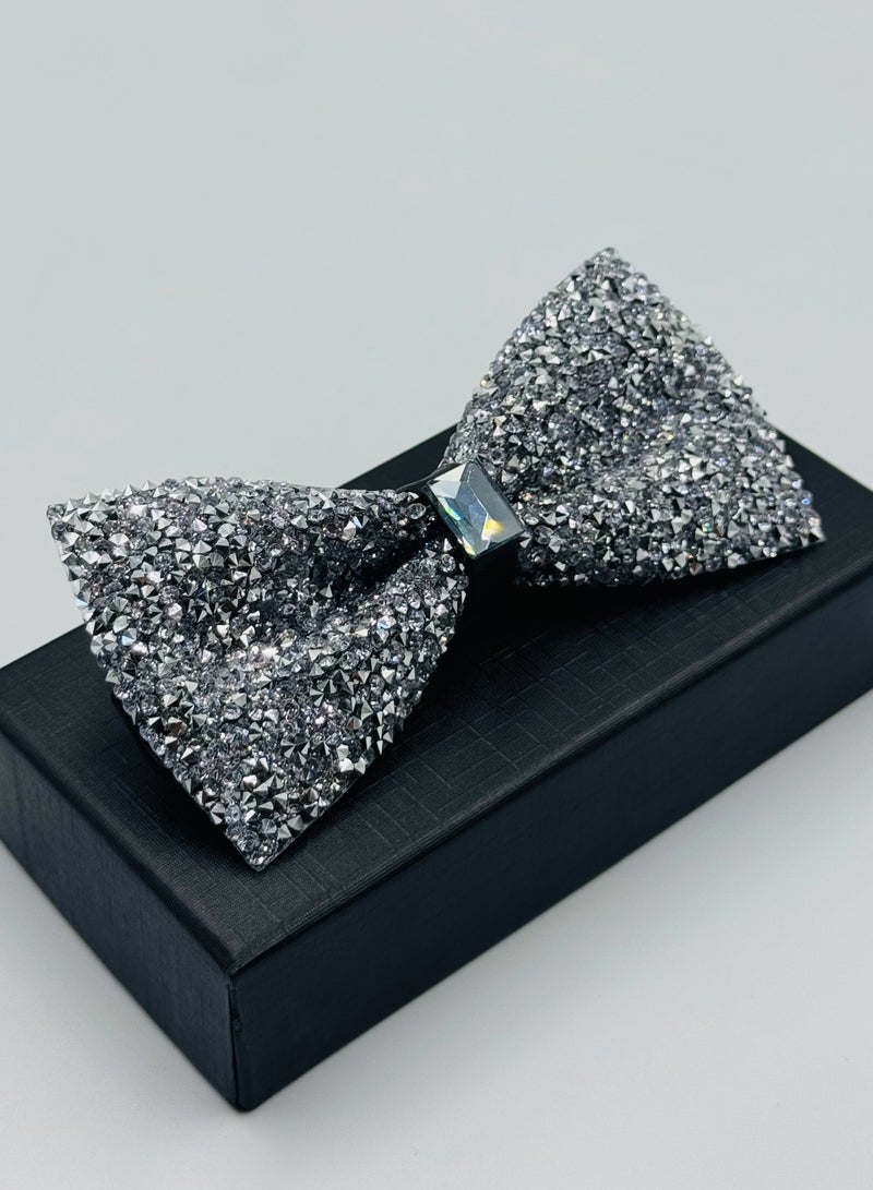 House Of Tailors Shine Bright with Our Silver Stone Bow Tie - Image 2