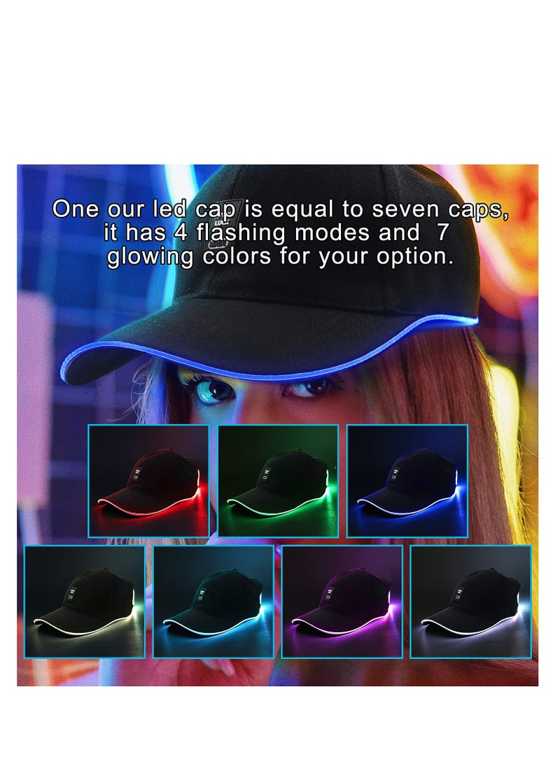 SYOSI Led Hat Light Up Baseball Cap with 11 Flashing Modes Glow Rave Party Hat for Festival Hip-hop Club (Black) - Image 2