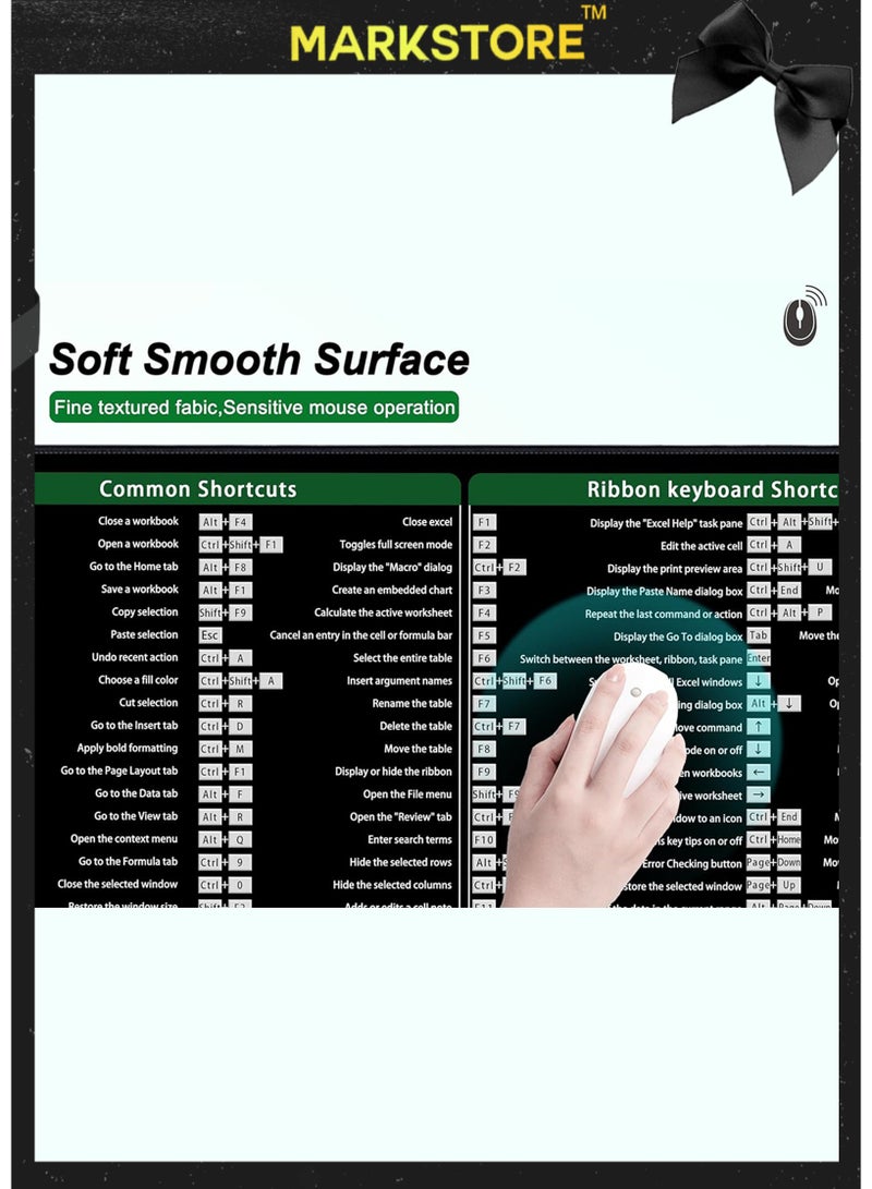 مارك ستور لوحة ماوس كبيرة مقاس XL، سجادة مكتب كمبيوتر ممتدة لاختصار المكتب مع حواف مخيطة لـ Excel، 900x300 مم - Image 5