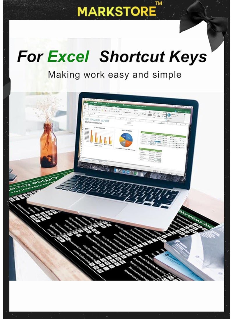 مارك ستور لوحة ماوس كبيرة مقاس XL، سجادة مكتب كمبيوتر ممتدة لاختصار المكتب مع حواف مخيطة لـ Excel، 900x300 مم - Image 4