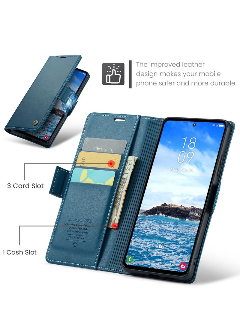 كيس مي غطاء لهاتف سامسونج جالكسي S24 FE، غطاء محفظة موبايل مصنوع من جلد PU الناعم المضاد للصدمات، غطاء Flip واقي كامل للجسم مع غطاء خلفي لاصق مغناطيسي. - Image 2