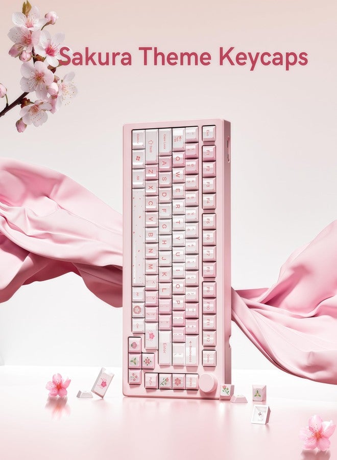dagaladoo أغطية مفاتيح داغالادو الوردية، لطيفة بنسبة 75%، مجموعة أغطية مفاتيح مخصصة، أغطية مفاتيح لوحة مفاتيح لامعة بنمط السيراميك، غطاء مفتاح بنمط Cherry للوحة مفاتيح الألعاب الميكانيكية Cherry Gateron MX (124 مفتاحًا) - Image 5