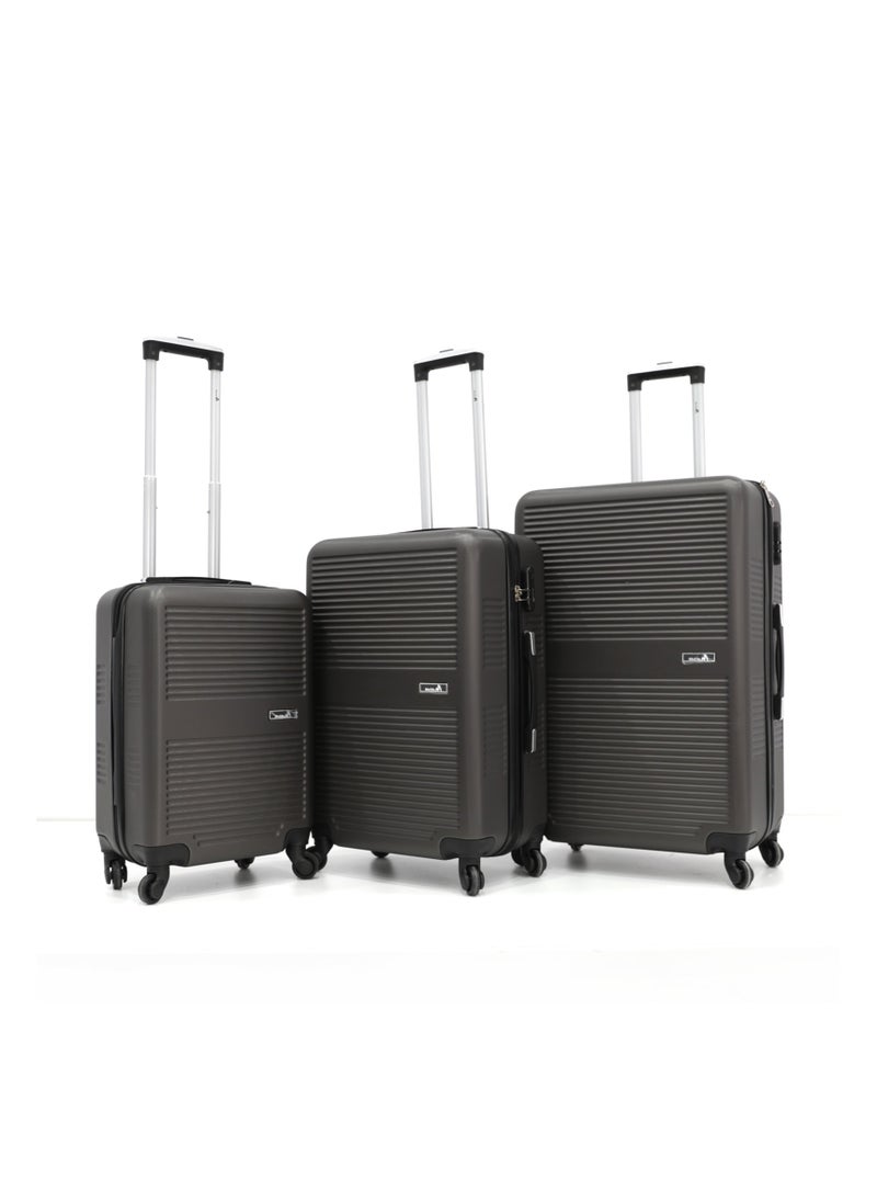 MELIFE Hardshell Luggage Trolley Bag 3 Pieces Set With Spinner Wheels,Grey (S-20inch,M-24inch,L-28inch)  - Image 1