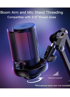 Bukela Spark USB Gaming Microphone , Condenser Mic with Boom Arm for PC PS4/ PS5/ Mac/Phone with Touch Mute, RGB Lighting,Gain knob & for Streaming,Podcasting  - Image 2