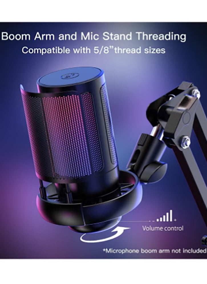 Bukela - Spark USB Gaming Microphone , Condenser Mic with Boom Arm for PC PS4/ PS5/ Mac/Phone with Touch Mute, RGB Lighting,Gain knob & for Streaming,Podcasting - Image 1