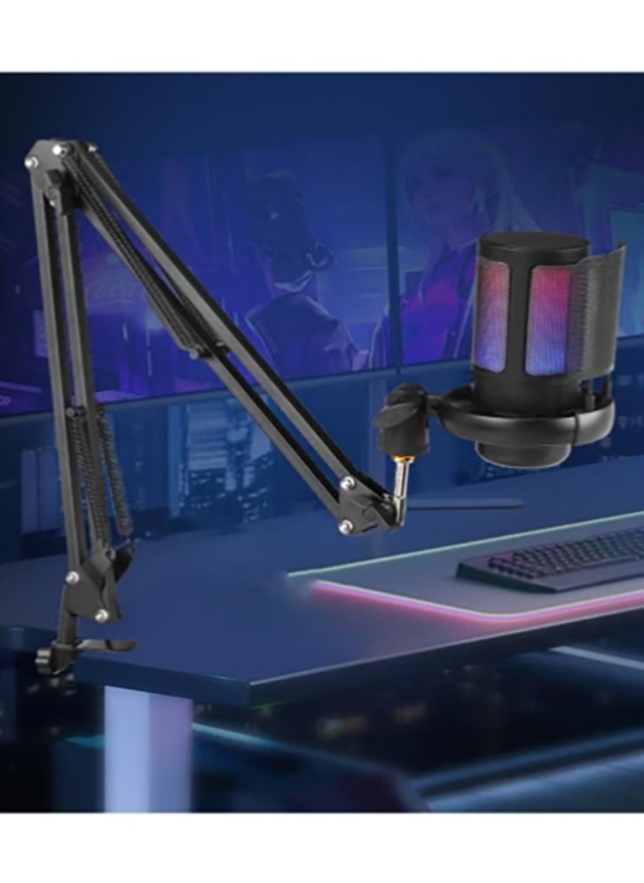 Bukela - Spark USB Gaming Microphone , Condenser Mic with Boom Arm for PC PS4/ PS5/ Mac/Phone with Touch Mute, RGB Lighting,Gain knob & for Streaming,Podcasting - Image 1
