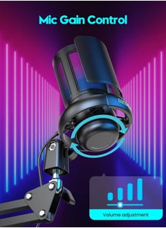 Bukela Spark USB Gaming Microphone , Condenser Mic with Boom Arm for PC PS4/ PS5/ Mac/Phone with Touch Mute, RGB Lighting,Gain knob & for Streaming,Podcasting  - Image 5