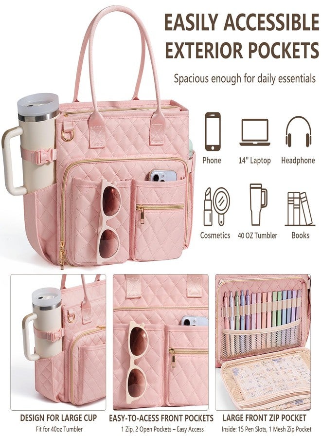 FLOE Large Bible Bag with Bible Cover Case for Women, Quilted Church Tote Bag Bible Carrying Case w/Shoulder Strap, Bible Study Supplies Journaling Kit Bible Accessories Christmas Christian Gifts for Women - Image 3