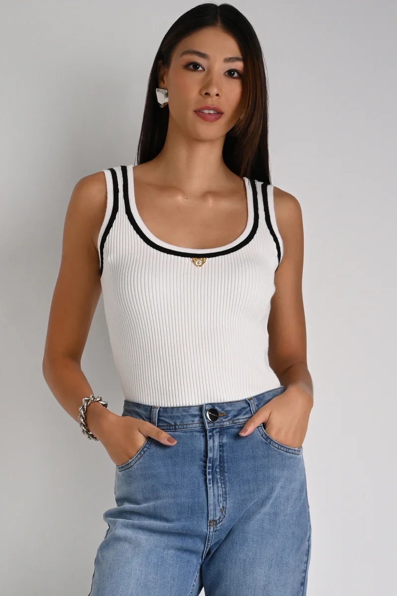 White Metal Tank Top