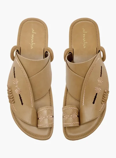 Al Waha Men Embroidered Slip-On Arabic Sandals with Toe Loop