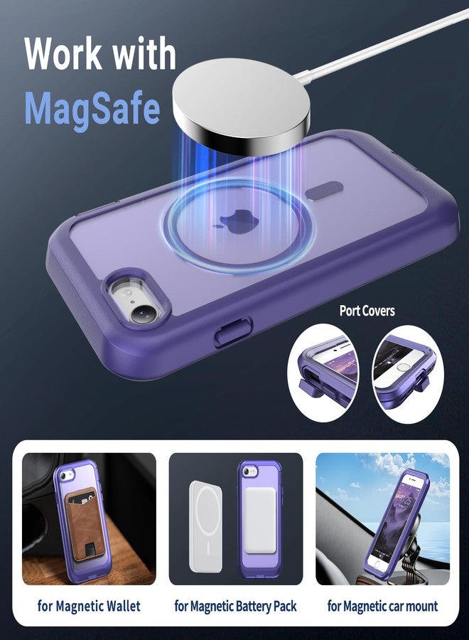 jaroco for iPhone SE Case 3rd/2rd,iPhone 8/7 case, [Compatible with MagSafe][Military Grade Drop Protection][Heavy Duty Protection][Non-Slip] 2-Layer Durable Bumper Phone Case 4.7''-Dark Purple - Image 4
