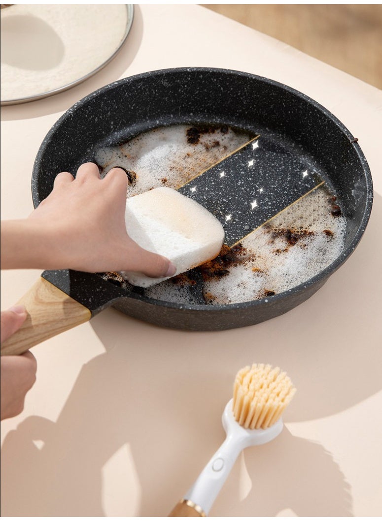 HOMESTAR Kitchen Bamboo Handle 3-In-1 Multi-Scrubber Brush Set - Includes Crevice Brush, 360° Rotating Cup Brush, Wood Pulp Sponge! Bamboo Handle, PP Material, PBT Bristles. Powerful Cleaning, Easy Head Change With Clip, Base With Drainage Groove. Multi-Use For Dishes & Pots. - Image 4