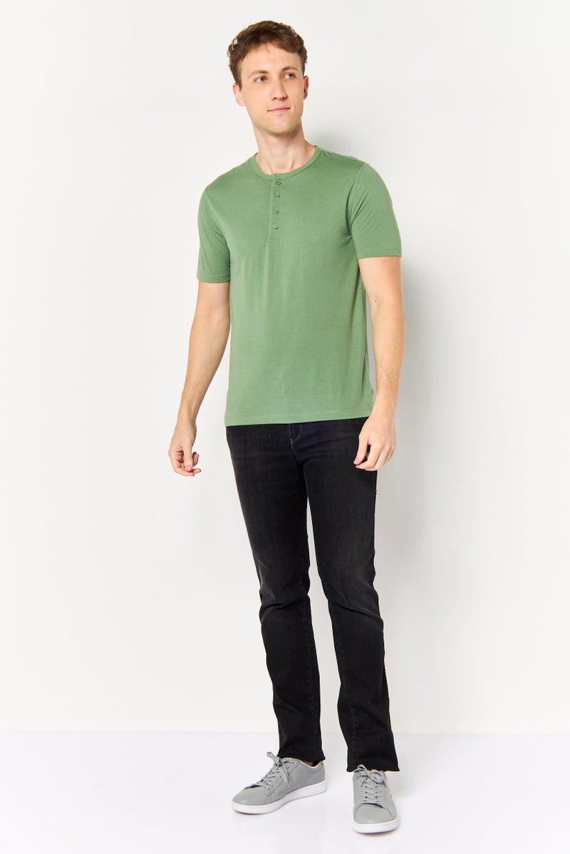 Project Essentials Men Crew Neck Plain Short Sleeve T-Shirt, Green - Image 2