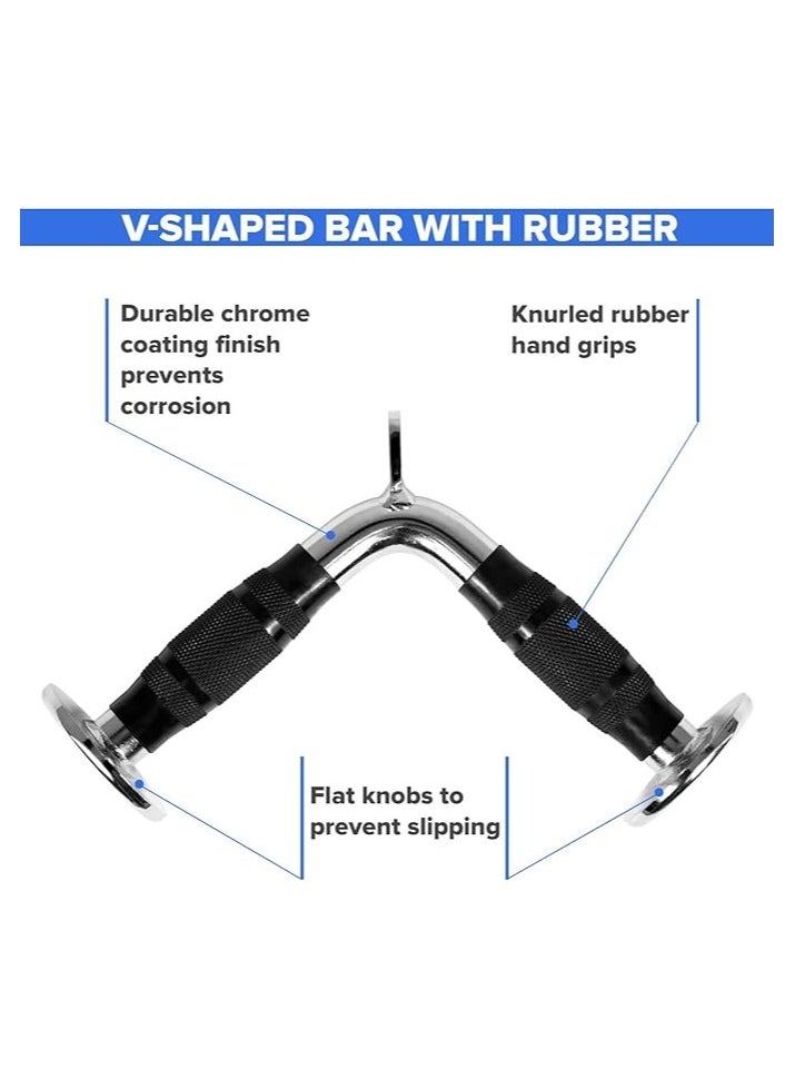 Generic Yes4All LAT Pull Down Cable Attachment, Tricep Press Down Bar, V-Shaped Bar with Diamond Knurl Handle, Bodybuilding Strength Training Attachments  - Image 2