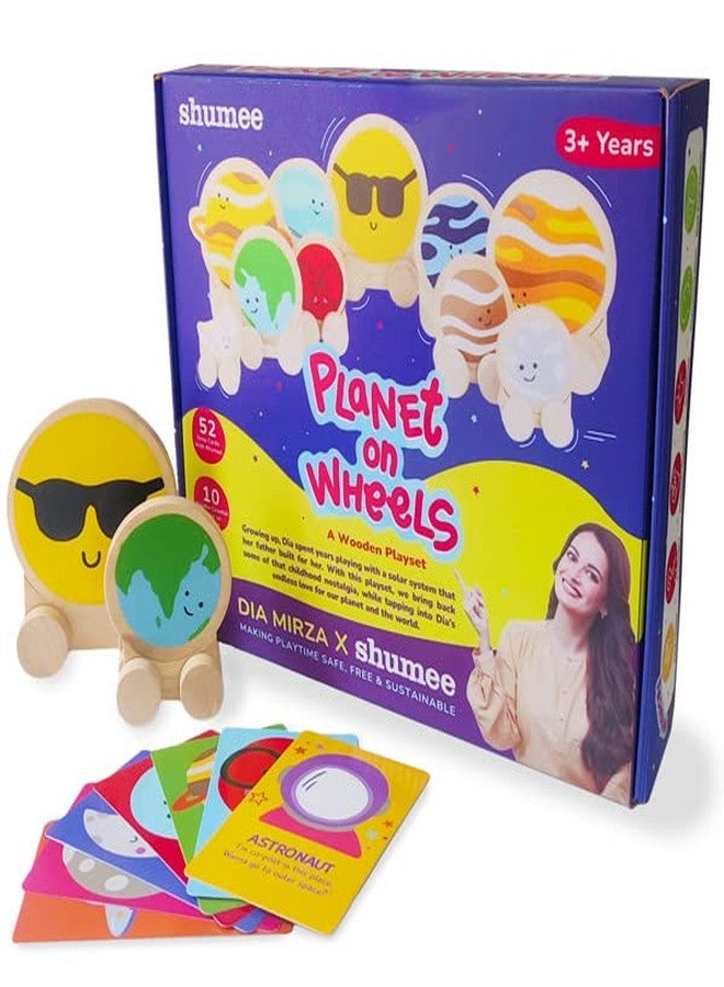 Shumee Wooden Solar System Playset - Planet On Wheels | (3 years+) | Educational Space Learning Toy For Kids | Astronomy Game Set| Develops Fine Motor And Problem Solving Skills | Wooden Gift For Kids - Image 2