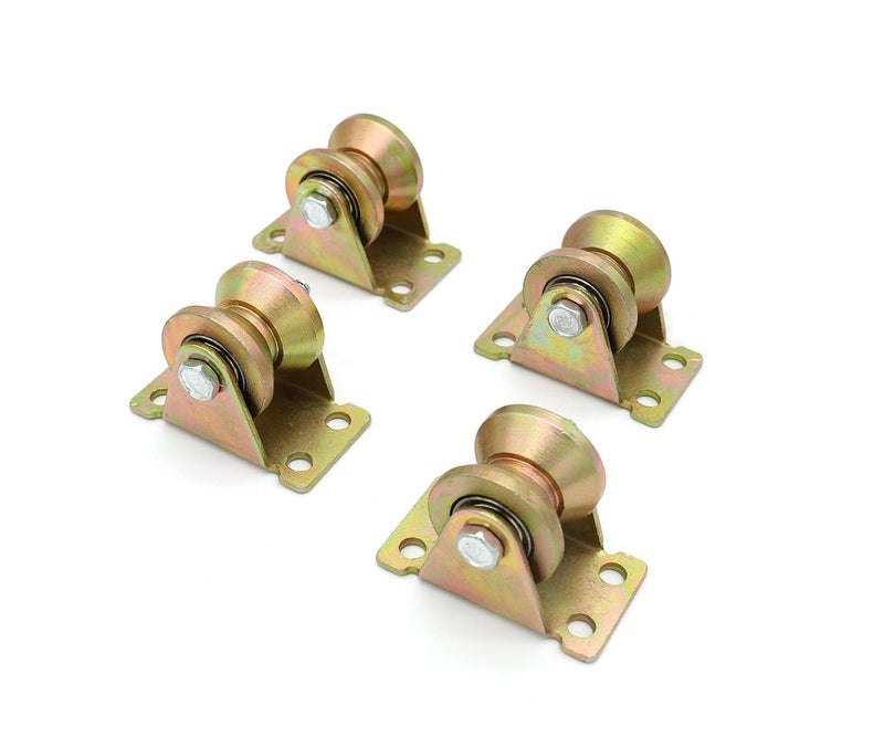 Anmeilexst 4 Pcs Color Zinc Plating 12 VGroove Track Wheel Sliding Door Roller for Track Sliding Doors Mechanical Carts and Mobile Workbench