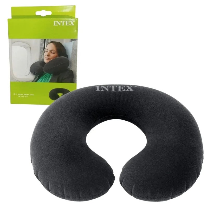 Intex Travel Neck Pillow Air Inflatable 36X10X30cm- Black