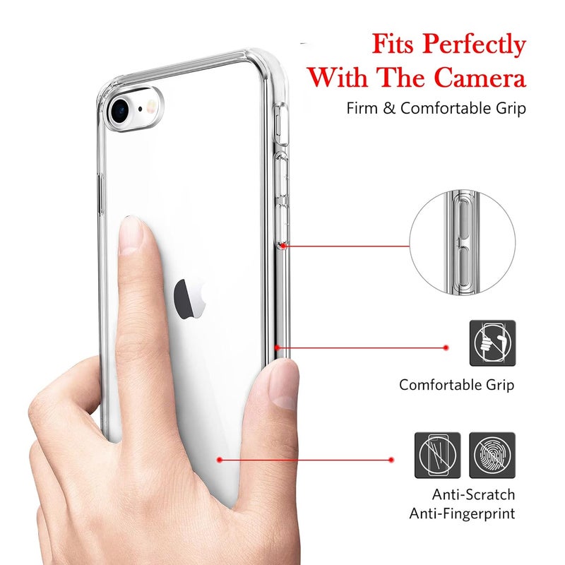 Cedo iPhone 7/8 / SE/SE 2 Clear Case | Soft Flexible Slim-Fit | Full Body 360 Protection Shock Proof TPU Back Cover (Transparent) - Image 2