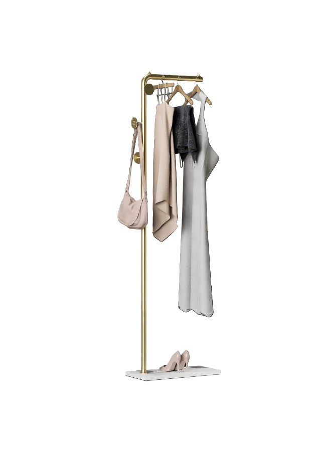 LEFAFA LEFAFA Hanger Rack - 170cm Coat Rack, Cloth Hanger Stand With Three Hooks, Clothing Rack With Natural Marble Base, Modern Coat Stand For Entryway, Living Room, Bedroom, Office. (Golden) - Image 3