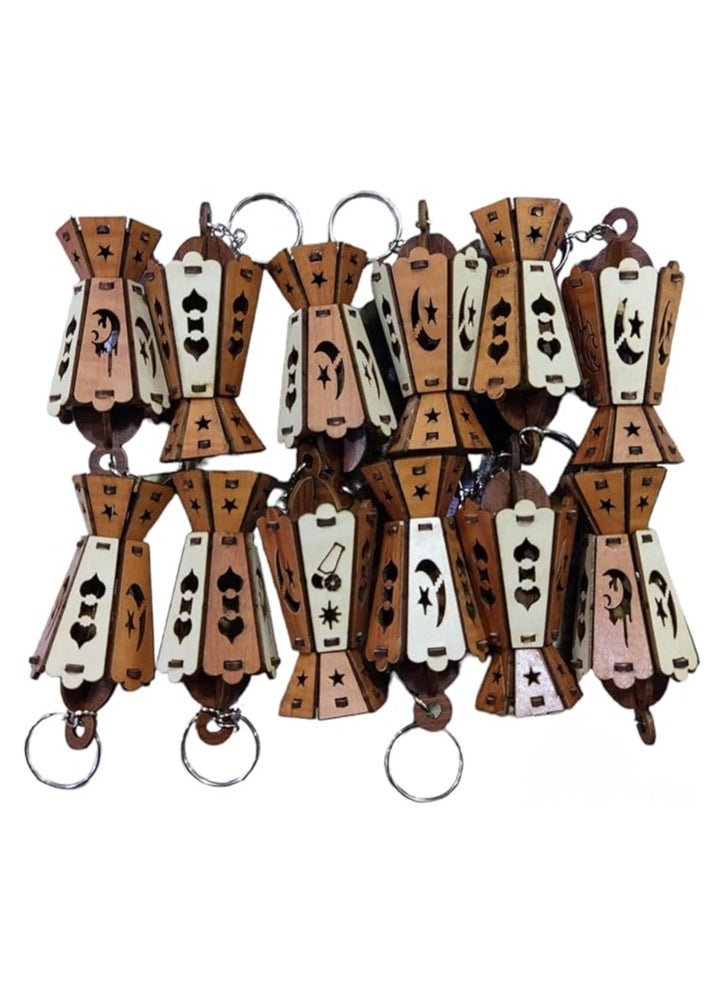 Generic - Wooden Ramadan Lantern Keychain 7cm multicolor - 1 piece - Image 1