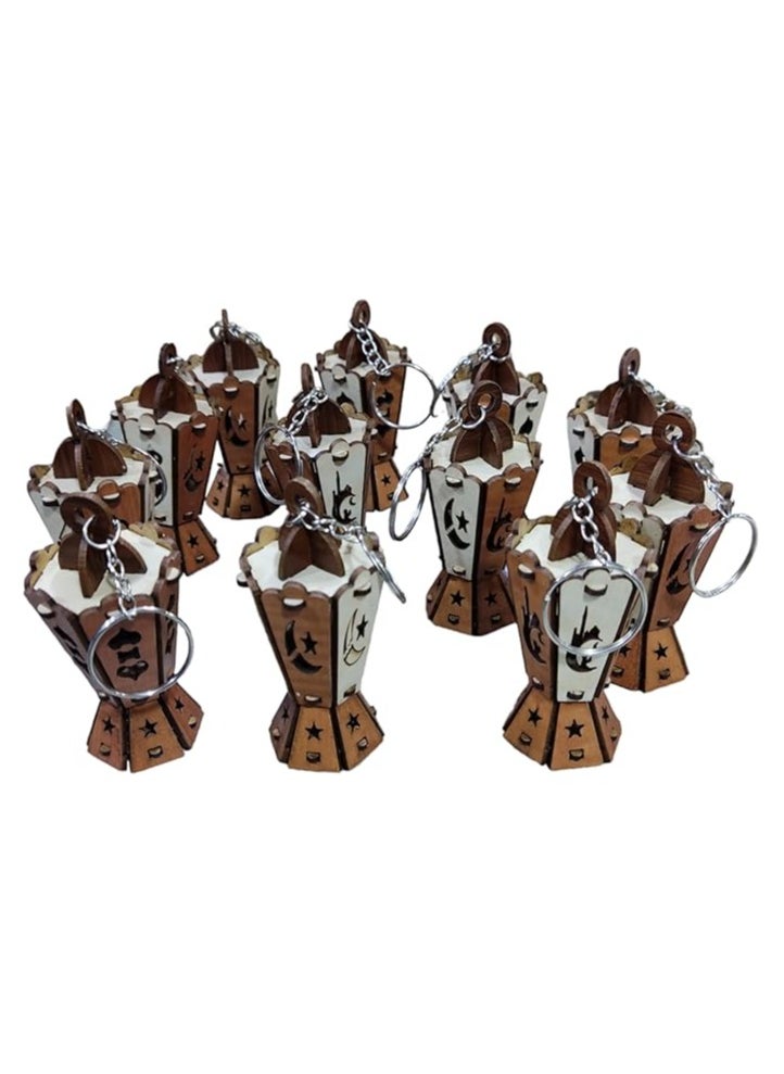 Generic - Wooden Ramadan Lantern Keychain 7cm multicolor - 1 piece - Image 1