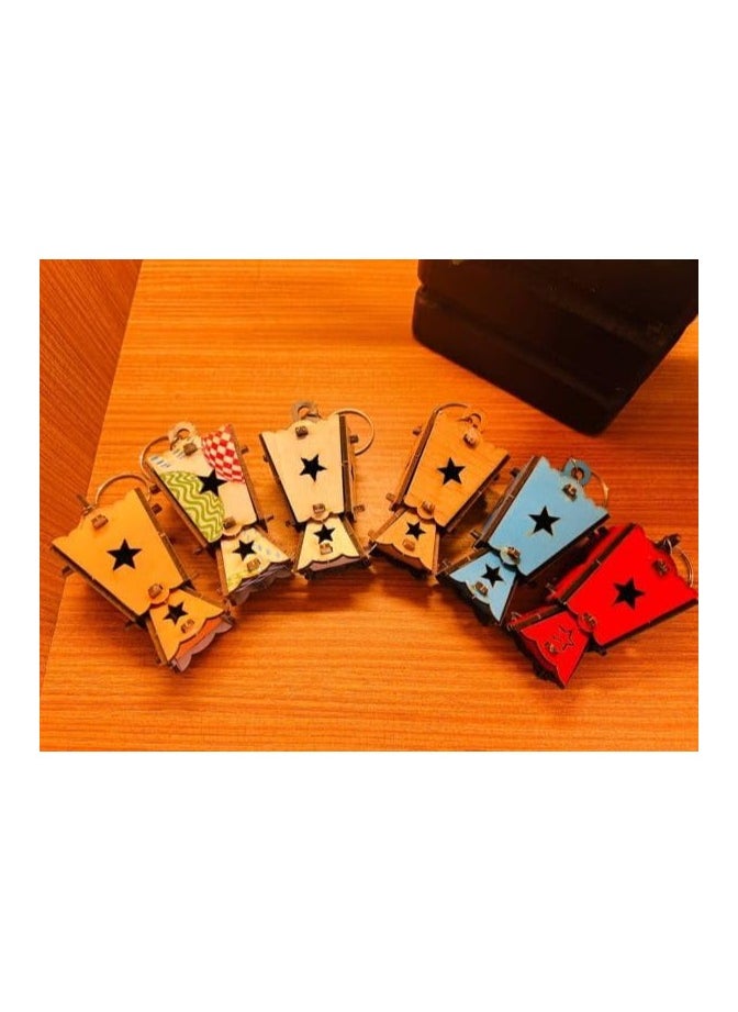 Generic - Wooden Ramadan Lantern Keychain 7cm multicolor - 1 piece - Image 1