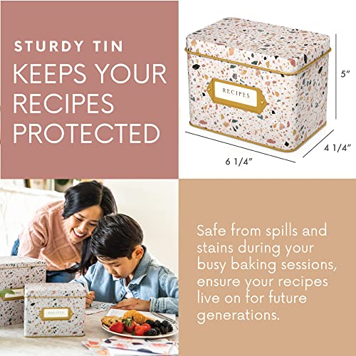 Jot  Mark Jot & Mark Recipe Card Gift Box, 25 4x6 inch Cards, 14 Dividers, Decorative Tin Box - Image 4