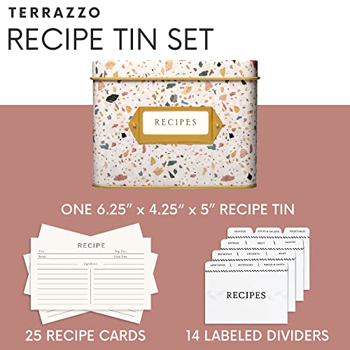 Jot  Mark Jot & Mark Recipe Card Gift Box, 25 4x6 inch Cards, 14 Dividers, Decorative Tin Box - Image 3